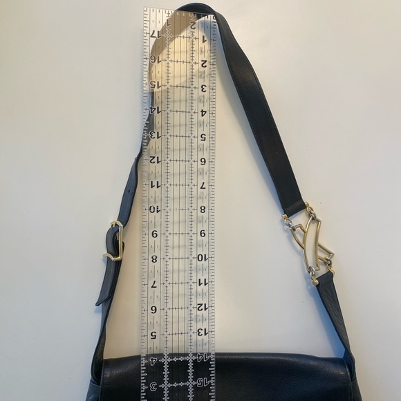 Paloma Picasso Black Leather Shoulder Bag with Gold Accents - Picture 7 of 11